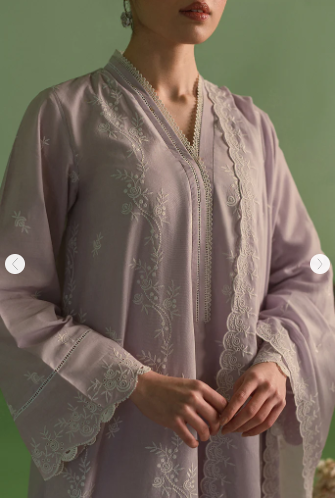 CROSS STITCH LILAC BLOOM-3 PIECE CHIKANKARI SUIT