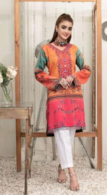 TAWAKKAL LAWN KURTI DESIGN D-1470