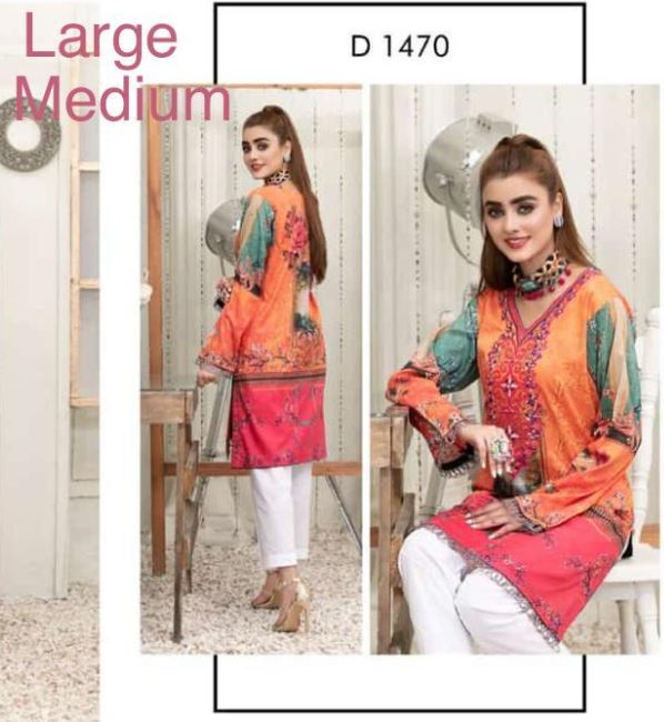 TAWAKKAL LAWN KURTI DESIGN D-1470