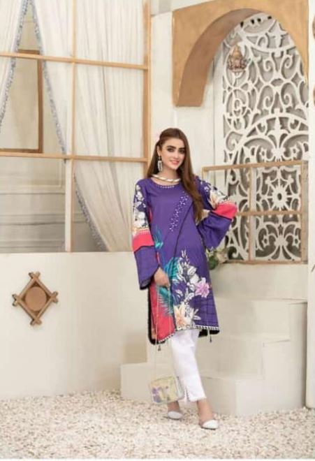 TAWAKKAL LAWN KURTI DESIGN D-1468