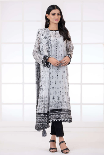 LAKHANY Monochrome Printed Lawn