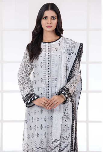 LAKHANY Monochrome Printed Lawn