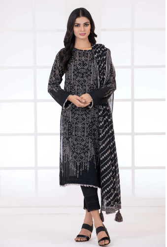 LAKHANY Monochrome Printed Lawn