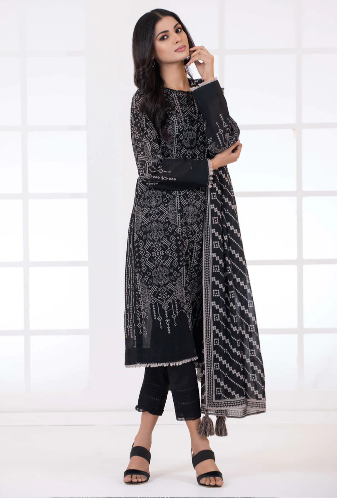 LAKHANY Monochrome Printed Lawn