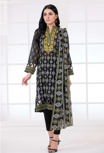 LAKHANY Monochrome Printed Lawn