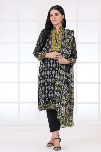 LAKHANY Monochrome Printed Lawn