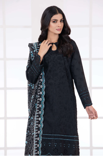 LAKHANY Monochrome Embroidered Lawn