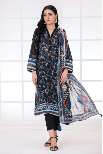 LAKHANY Monochrome Printed Lawn