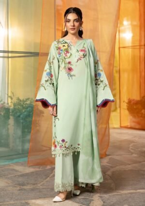 MARIA. B. M.Basics Embroidered Lawn Unstitched 3Pc Suit MB-CUS25-712B