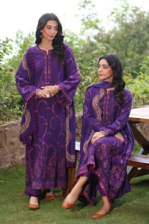 NOOR BY SADIA ASAD Noor Suzaanikari Winter Shawl Collection - 06 Gul e Lal - Unstitched