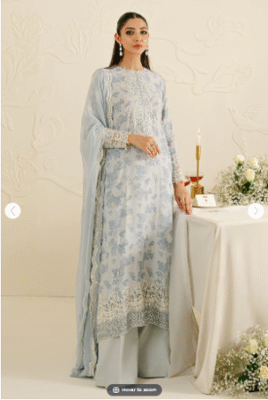 CROSS STITCH BALLARD BLUE -3PC SILK EMBROIDERED SUIT