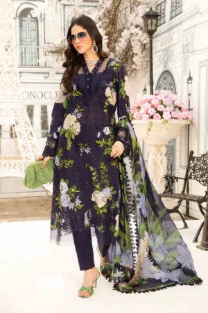 MARIA. B. 3 Piece Unstitched Embroidered Lawn Suit | MPT-2602-B