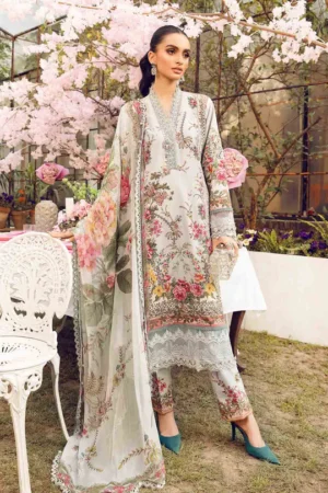 MARIA. B. 3 Piece Unstitched Embroidered Lawn Suit | MPT-2605-B