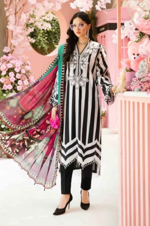 MARIA. B. 3 Piece Unstitched Embroidered Lawn Suit | MPT-2609-B