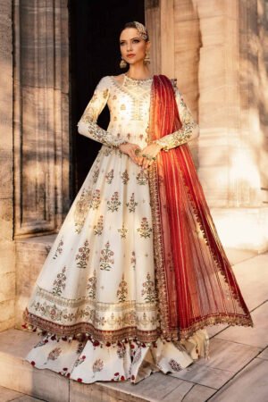 MARIA. B. Unstitched Embroidered Cotton Satin Suit | CST-801