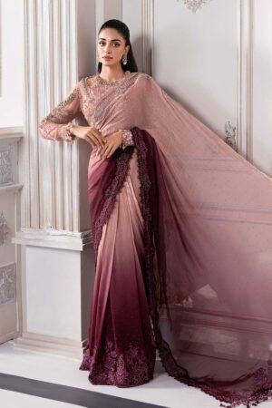 MARIA.B. Unstitched Embroidered Chiffon Saree | BD-3001