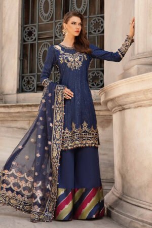 MARIA. B. Unstitched Embroidered Cotton Satin Suit | CST-801