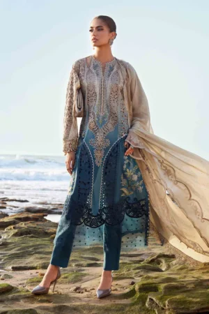 MARIA. B. 3 Piece Unstitched Embroidered Lawn Suit | EID LAWN-25-08