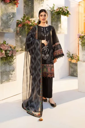 MARIA. B. M.Basics Embroidered Lawn Unstitched 3Pc Suit MB-CUS25-703A