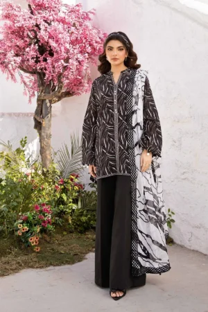 MARIA. B. M.Basics Embroidered Lawn Unstitched 3Pc Suit MB-CUS25-704B