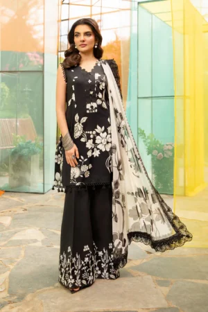 MARIA. B. M.Basics Embroidered Lawn Unstitched 3Pc Suit MB-CUS25-706B