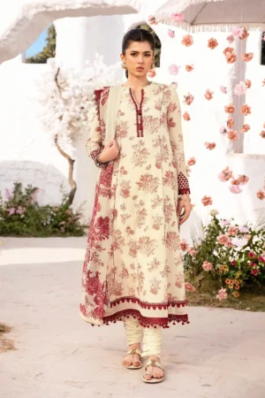MARIA. B. M.Basics Embroidered Lawn Unstitched 3Pc Suit MB-CUS25-708A
