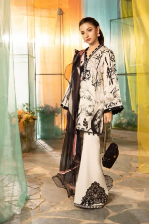 MARIA. B. M.Basics Embroidered Lawn Unstitched 3Pc Suit MB-CUS25-713B