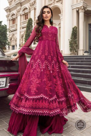 MARIA. B. Unstitched Chiffon | MPC-23-107 Magenta Pink