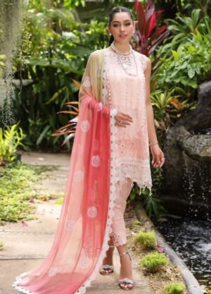 NOOR BY SADIA ASAD Embroidered Lawn Suit Unstitched 3 Piece NSA24C D-7B - Luxury Summer Collection