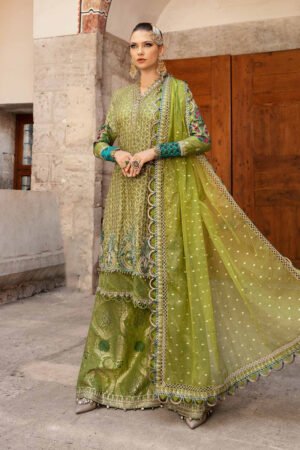 MARIA. B. Unstitched Embroidered Cotton Satin Suit | CST-803