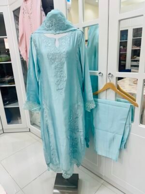 Ice blue Shisha Silk - Embroidered