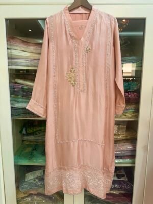 Light pink pure 80 gm ,Embroidered