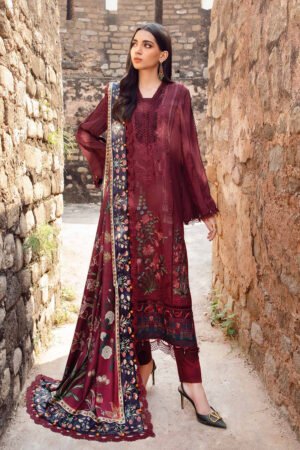 MARIA B 3 Piece Unstitched Printed Linen Suit | MPT-2401-B