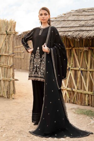 MARIA B 3 Piece Unstitched Printed Linen Suit | MPT-2403-B