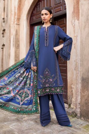 MARIA B. 3 Piece Unstitched Printed Linen Suit