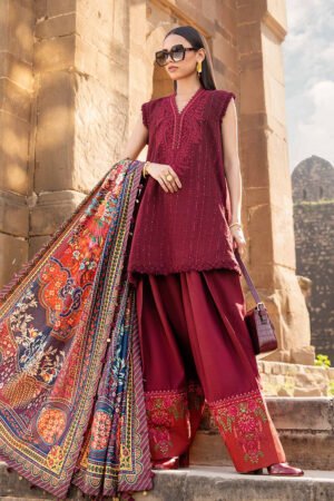 MARIA B. 3 Piece Unstitched Printed Linen Suit