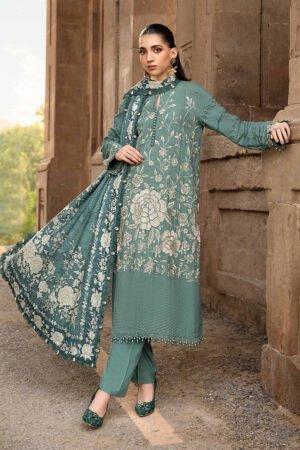 MARIA B 3 Piece Unstitched Printed Linen Suit | MPT-2408-A
