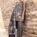 3 Piece Unstitched Printed Linen Suit front view