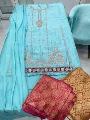 BRANDS GALLERIA SILK JACQUARD 3- PIECE DRESS