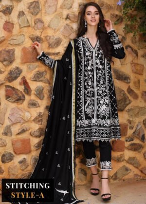 NOOR BY SADIA ASAD Embroidered Linen Suits Unstitched 3 Piece NSA23WS D1 - Winter Collection