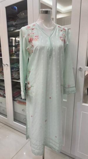 Agha Noor embroidered lawn stitched shirt in large and XL sizes – elegant Pakistani embroidered dress for women in UAE