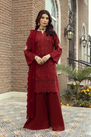 LAKHANY 03 Piece Unstitched Embroidered with Dyed Embroidered chiffon dupatta