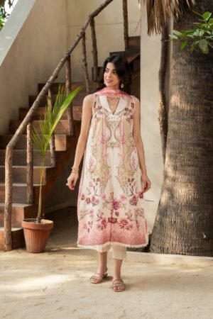 FIRDOS Printed - Lawn - 3pc - D143 - Lychee