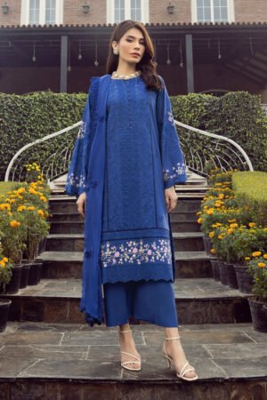 LAKHANY 03 Piece Unstitched Embroidered with Dyed Embroidered chiffon dupatta