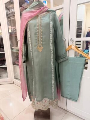 BRANDS GALLERIA EXCLUSIVE THREE PIECE PURE ORGANZA STITCHED DRESS (Copy)