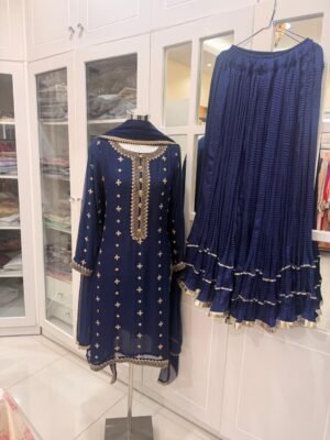 BRANDS GALLERIA EXCLUSIVE THREE PIECE GHARARA SET EMBROIDERED FANCY CHIFFON COLLECTION 