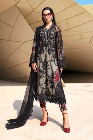 MARIA. B. 3 Piece Unstitched Embroidered Net Suit