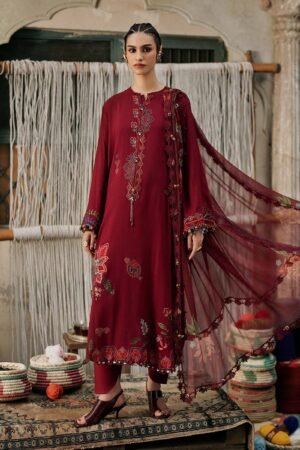 MARIA. B. 3 Piece Unstitched Embroidered Dobby Linen Suit-10A