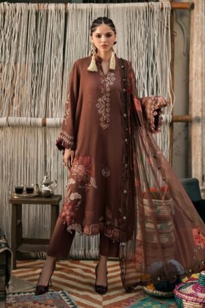 MARIA. B. 3 Piece Unstitched Embroidered Dobby Linen Suit-10B