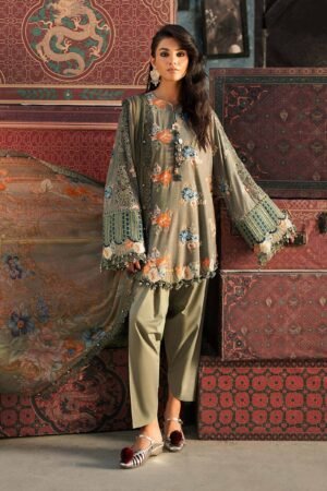 MARIA. B. 3 Piece Unstitched Embroidered Cambric Suit-3A